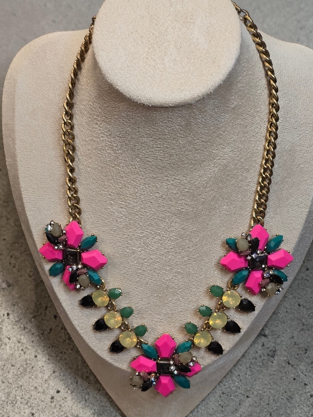 J. Crew Pink and Gold Statement Necklace